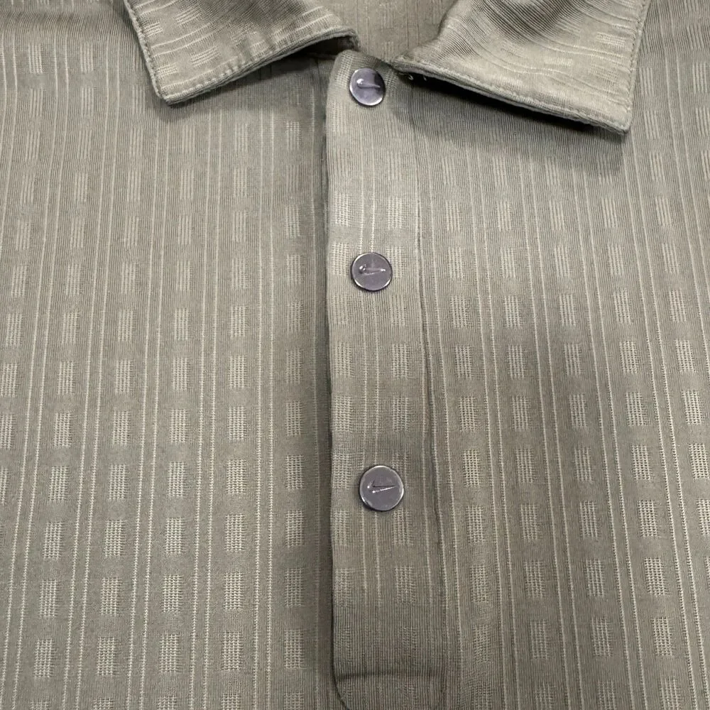 Nike Dri-FIT Golf Polo Shirt Tiger Woods Platinum Striped Men's Medium Preppy